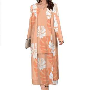 Offre Spéciale polynésienne femmes 2 pièces ensemble vêtements grande taille robes jupes <span class=keywords><strong>Kimono</strong></span> Cardigan ensembles dernière Hawaii Puletasi robe tribale - Product Image 1