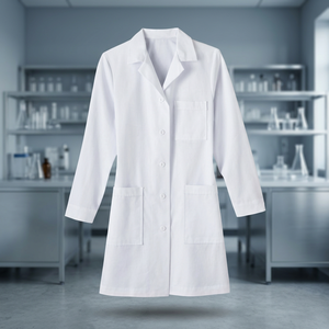 White Cotton Waterproof Lab Coat Long Sleeve Medical <b>Doctor</b> Nurse Uniform Button Front Unisex Workwear - Product Image 3