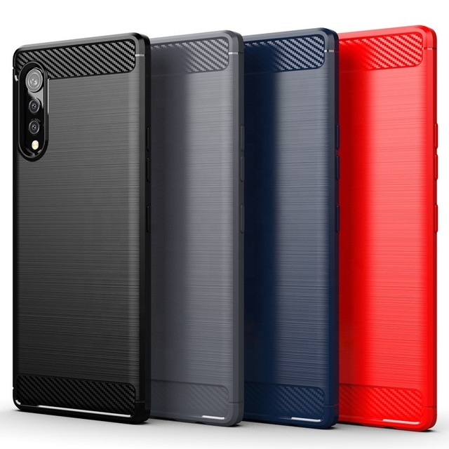 For Plus Case Protector Cover Protective Shell TPU Carbon Fiber Flexible LG V60 Thinq Q51 K41S V30 K40 K22 Texture Back Luxury