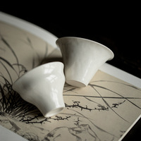 Service à thé Gongfu minimaliste de style japonais en céramique de porcelaine émaillée à l'ashier, forme de gourde, réutilisable, tasse Fulu résistante à la chaleur