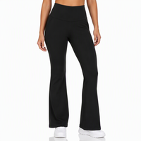 Pantalon décontracté évasé pour femme, taille haute, effet push-up et amincissant, avec nœud, couture en V, en maille extensible unie, pour le quotidien, le streetwear et les soirées, personnalisable