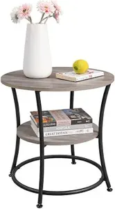 Mesa Auxiliar Multifuncional con Marco Metálico Resistente, Estante de Almacenamiento de 2 Niveles, para Uso en el Hogar y la Oficina - Product Image 2