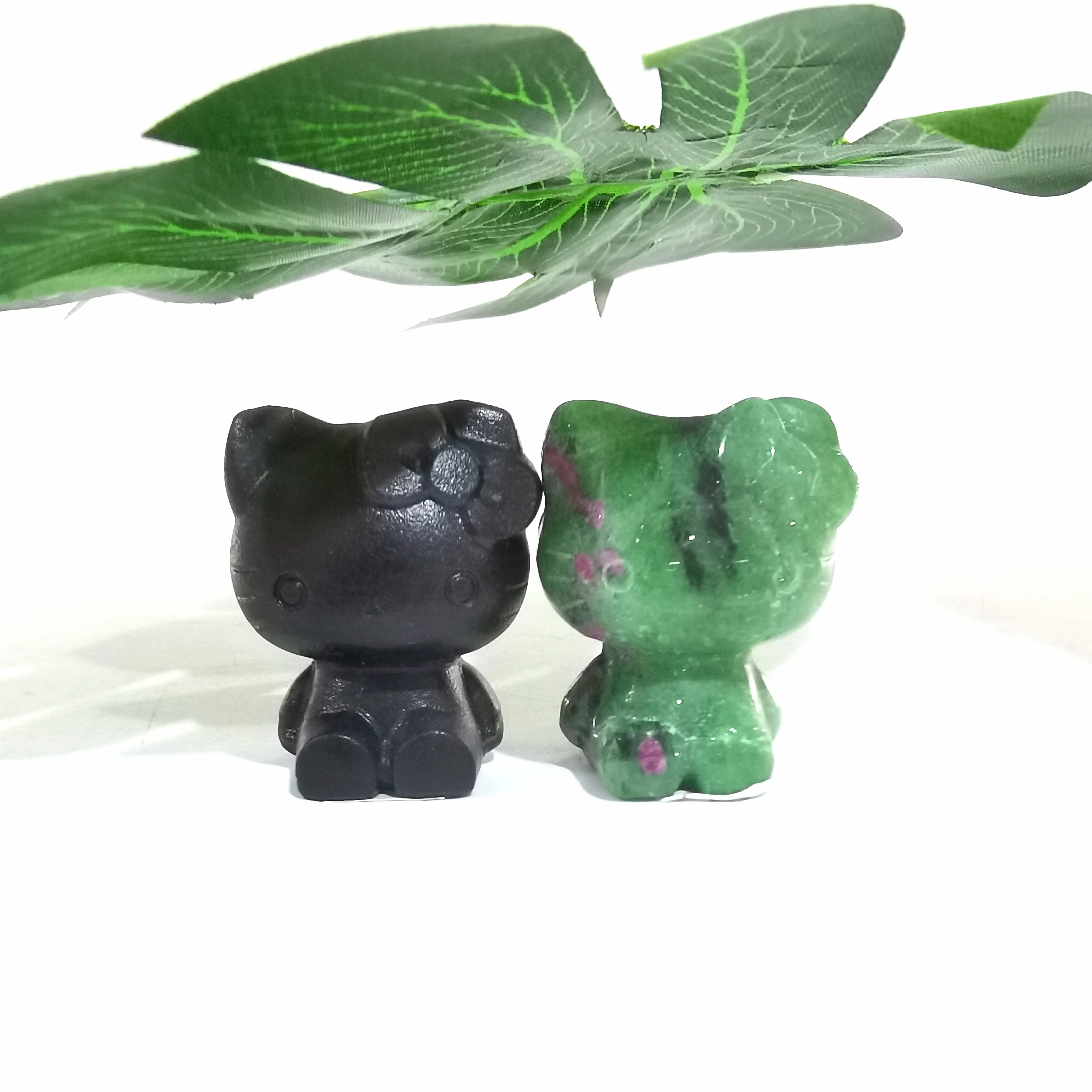 Crystal Cat Wholesale Natural Crystals Healing Gemstone Hand Carved Ruby In Zoisite Cat Crystal Crafts For Gift