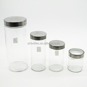 Bocal en verre de stockage de nourriture de cuisine de grande taille de cylindre de 420ML avec couvercle en acier inoxydable pour haricots am cornichons - Product Image 5