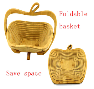 Panier à fruits en bambou naturel de qualité alimentaire, pliable et repliable, vente chaude 2025 - Product Image 3