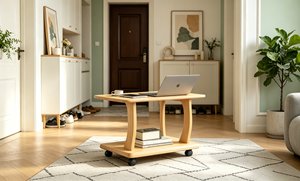 Modern Wood Coffee Table Scandinavian <b>Design</b> With Storage Movable Living Room Furniture - Product Image 4