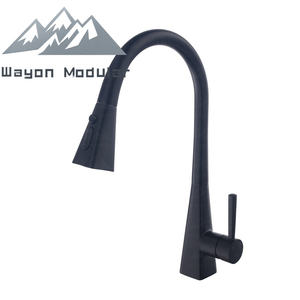 Robinet <span class=keywords><strong>de</strong></span> cuisine moderne Wayon en acier brossé noir, extractible, pour comptoirs en marbre - Product Image 4