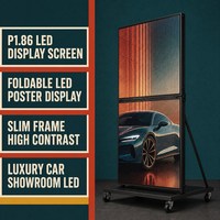 Plug Play P1.86 4K HDR10 LED Display Stand dengan CMS Terintegrasi/Cloud, Stand Lantai - Untuk Penggunaan Periklanan Dalam Ruangan, Pengaturan Satu Orang, Portabel