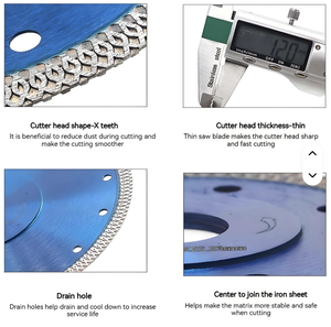 Disque de coupe industriel diamanté 125 mm avec revêtement Ti, prêt à l'emploi, OEM, pour carrelage en porcelaine – Lame de scie multifonctionnelle à pressage à chaud - Product Image 3