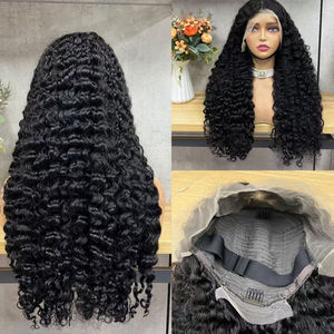 13x6 Derin Dalgalı Dantel Ön Peruklar 30 İnç %180 Yoğunluklu HD Dantel Kıvırcık Peruklar Siyah Kadınlar İçin Önceden Yolunmuş Bebek Saçlı Gerçek Saç Peruk - Product Image 4