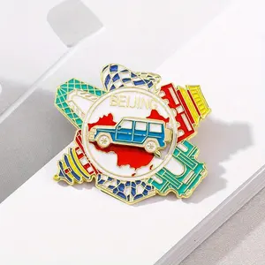 Broche conmemorativo de la atracción turística de Beijing, medalla, nido de pájaro de Tiananmen, cubo de agua, emblema del templo, accesorios - Product Image 2