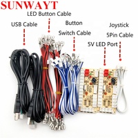 Kit de bricolage pour borne d'arcade à délai nul pour bouton poussoir chromé LED 5V, joystick, 1 et 2 joueurs, bouton COIN, USB vers PC / Raspberry Pi
