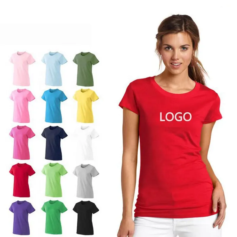 Оптовая продажа, индивидуальная женская футболка с коротким рукавом, мягкая ткань с индивидуальным принтом, 100% хлопок, модная женская футболка