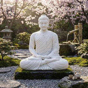 Statue de <span class=keywords><strong>Bouddha</strong></span> en marbre blanc grandeur nature, sculptée à la main, <span class=keywords><strong>pour</strong></span> la méditation Dhyana Mudra, sculpture bouddhiste <span class=keywords><strong>pour</strong></span> la décoration de temple et de <span class=keywords><strong>jardin</strong></span> - Product Image 5