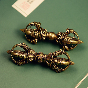 Vajra de Latón Macizo Vintage, Adorno Tibetano Budista <span class=keywords><strong>Lama</strong></span> Dorge, Artesanía Decorativa Fengshui, Coleccionable, Decoración de Escritorio, 3.35'' - Product Image 2