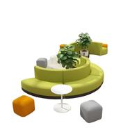 Canapé simple en tissu gris clair au design moderne et unique pour salon public ou salle d'attente