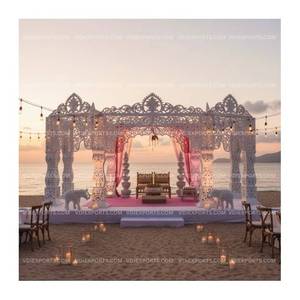 Mandap de Boda Blanco Tallado a Mano de Lujo, Pabellón para Ceremonias en la Playa, Estructura Decorativa para Bodas de Calidad Premium para Exportación - Product Image 1