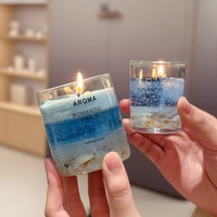 Handgemachtes Geschenk Hochzeitsandenken Rauchfreie Gelee-Kerze im Becher Zitrus-Lavendel-Duft 4-12 Stunden Brenndauer