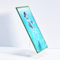 Support d'affichage religieux en plastique acrylique, fenêtre couleur carte, base en porcelaine, bord vert fluide, Shikishi, autographe de célébrité, durable