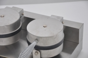 Gaufrier électrique professionnel double rond, plaques antiadhésives en acier inoxydable, pour snack-bars et restaurants - Product Image 3