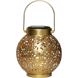 Lanterne solaire suspendue en fer marocain, lampe de table de jardin LED étanche IP44, fonctionne sur piles, décoration de patio et de paysage - Product Image 1