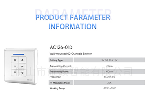 Transmisor inalámbrico montado en la pared o conectado a la pared, Motor tubular, MOTOR DE CORTINA, <span class=keywords><strong>interruptor</strong></span> de bajo voltaje, doble canal - Product Image 4