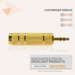 Adaptador de Audio chapado en oro de 3,5mm macho a 6,35mm hembra <span class=keywords><strong>convertidor</strong></span> de Conector estéreo micrófono auriculares guitarra conector blindado - Product Image 2