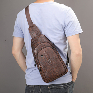 Bolso Cruzado de Piel Auténtica con Estampado de Cocodrilo para <span class=keywords><strong>Hombre</strong></span>, Estilo Retro, Multifuncional, Impermeable y Resistente al Desgaste - Product Image 5