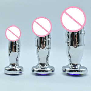 Мужские и женские анальные пробки из нержавеющей стали с кристаллами и имитацией пениса, реалистичные секс-игрушки, 3 размера - Product Image 3