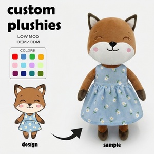 Peluche personalizado con diseño de animal, zorro con vestido Daisy, decoración rústica para el hogar, juguete de peluche para niños con sonido, llavero de peluche Bing, venta al por mayor - Product Image 1