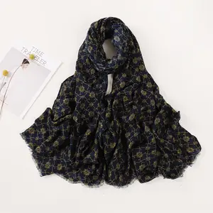 Wanyi hijab scarf factory supply cotton muslim hijab scarf fancy viscose gold stamping hijab scarf