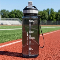 Gourde à paille en Tritan sans BPA de 650 ml avec corde pour le camping, les étudiants et les enfants - Écologique et sûre