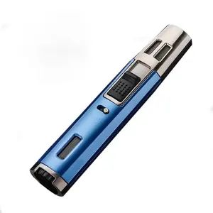 Butane Gas Lighter 2 Jet Torch Windproof Cigar Cigarette Lighters Metal Refillable Cigar Lighter