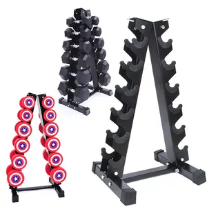 Alat Fitness Komersial Pelatihan Berkualitas Tinggi Penyimpanan Stand Custom Logo Gym 6 Pasang Vertikal Set Dumbbell Rack