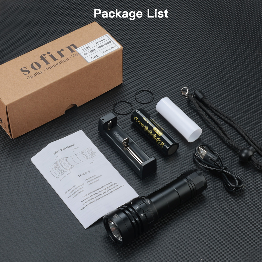 Sofirn SD05高品質ダイビング懐中電灯 3000ルーメン XHP50B LED強力