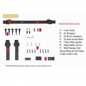 WEKIS Black Powder Coated Matte Satin Sliding Barn Door Hardware Track <b>Kit</b> Carbon Steel Soundproof Easy Screw Installation - Product Image 4