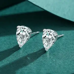 Wholesale High Quality Jewelry 925 Sterling Silver Water Droplet Shape Zircon Stud Earring