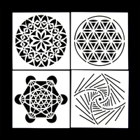 Ensemble de pochoirs muraux en PET Xinbowen MB-1313 en gros, 16 pièces, pochoirs mandala réutilisables