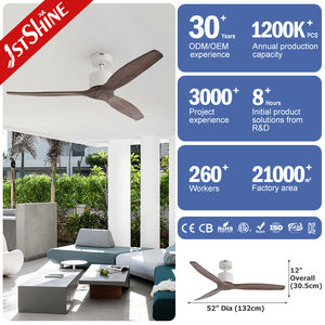 1stshine Ventilateur de plafond 52 pouces pales en bois massif Moteur CC Ventilateur de plafond à haut débit d'air avec contrôle intelligent - Product Image 3