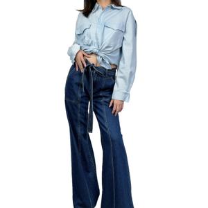 Jeans de Pierna Ancha de Cintura Alta, Versión Delgada y Estrecha, Primavera 2024, para Mujer - Product Image 2