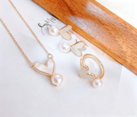 Perhiasan Hati Set 3 Buah 7-8 Mutiara Air Tawar Berkualitas Tinggi dengan Inlay Cangkang Berlapis Emas Tembaga Tahan Lama dengan Retensi Warna yang Tahan Lama.