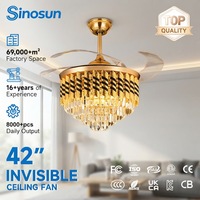 Ventilateur de plafond LED moderne avec télécommande et variateur d'intensité, 42 pouces, à pales rétractables, pour chambre et salon, nouvelle arrivée OEM/ODM