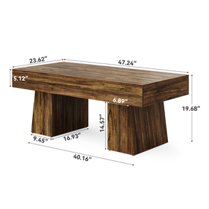 <span class=keywords><strong>Mesa</strong></span> de Centro Rectangular Estilo Farmhouse de 47 Pulgadas, Color Nogal Marrón, Base Gruesa, <span class=keywords><strong>Mesa</strong></span> Auxiliar Baja para Sala de Estar, Muebles para el Hogar - Product Image 6