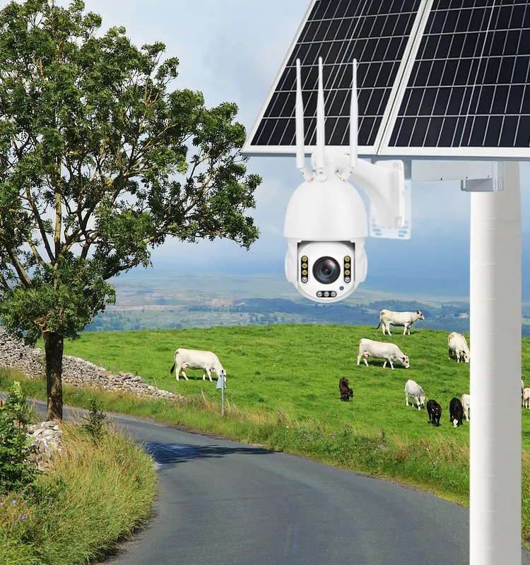 Caméra de sécurité 4G à énergie solaire 60W 80W avec micro intégré Caméra de vidéosurveillance avec sirène et stockage sur carte Micro SD pour la construction agricole