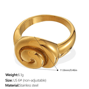 Anillo ovalado de oro con circonita, minimalista, elegante, con diseño de espiral múltiple, estilo nicho, ajustable, joyería para mujer - Product Image 6