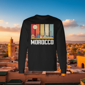 T-shirt à manches longues Maroc Skyline, souvenir africain, cadeau de voyage - Product Image 3