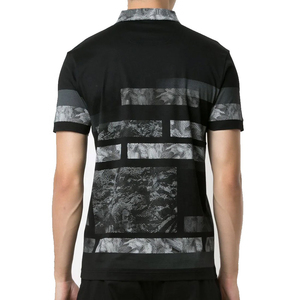 Polo à manches courtes pour homme, imprimé personnalisé, tricoté en polyester/coton, respirant, style décontracté, motif noir et gris - Product Image 3