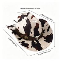 Chapeau de cowboy imprimé vache marron et blanc avec ceinture à clous Longhorn, idéal pour les fêtes Western et le Rodeo, pour adultes - Vente en gros