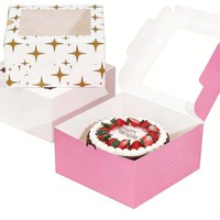 Boîtes à gâteaux personnalisées en papier, bords festonnés et accents dorés, matériau de qualité supérieure, design pliable pour gâteaux d'anniversaire et friandises de fête