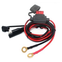 Rallonge de batterie de voiture 12V connecteur de prise d'alimentation SAE au câble solaire de cosse d'anneau de borne de batterie avec fusible